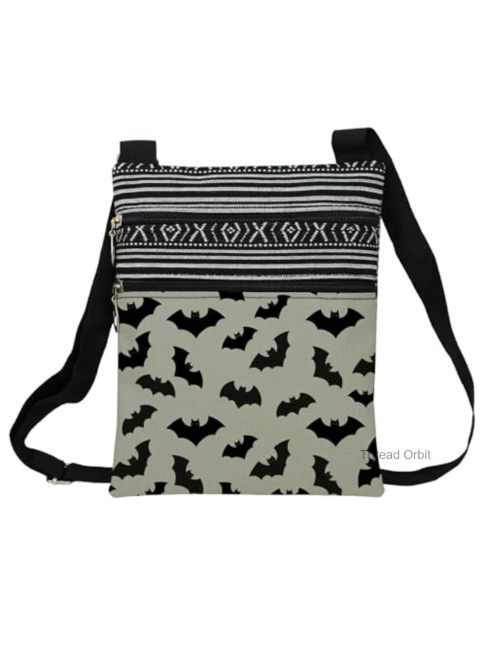 Small Ethnic Crossbody Bag Polyester Adjustable Strap Zipper Pouch